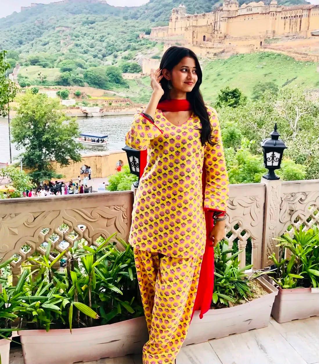 Gulbahar Yellow Floral Cotton Farshi Salwar Suit Set
