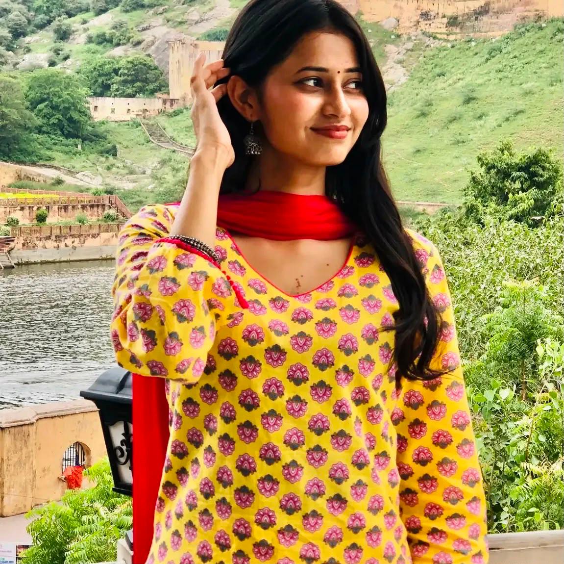 Gulbahar Yellow Floral Cotton Farshi Salwar Suit Set