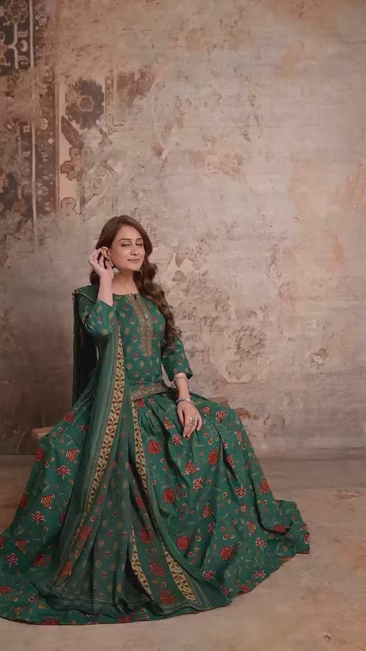 Navratri Special Green Gopi Dress